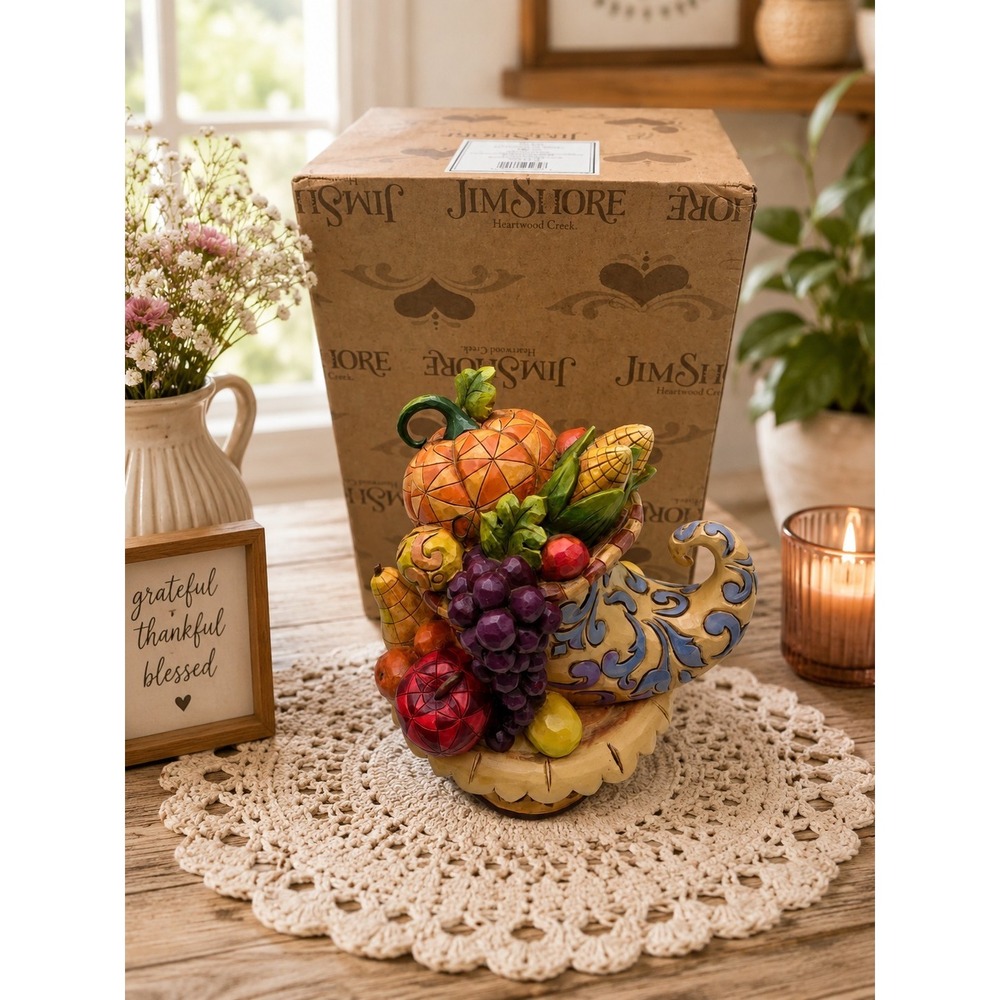 Jim Shore Heartwood Creek Harvest Cornucopia Figure #4015695 Thanksgiving
